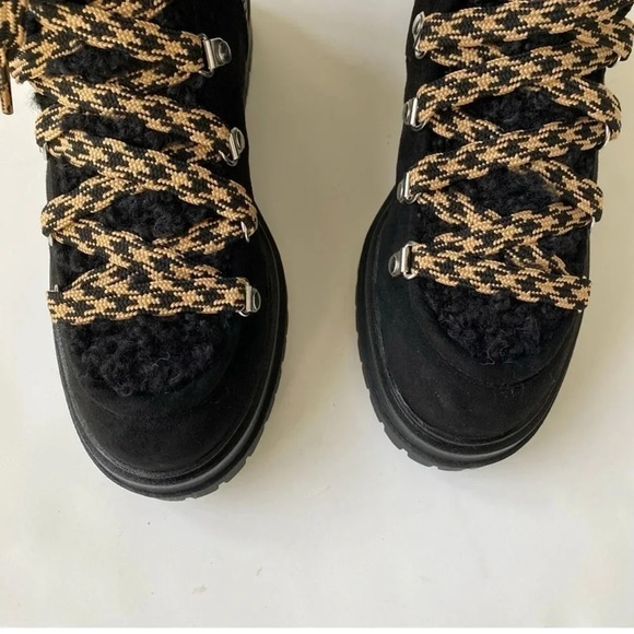 New Circus by Sam Edelman Gretchen Shearling Hiker Boot 6M Black lace up Sherpa - Picture 9 of 13